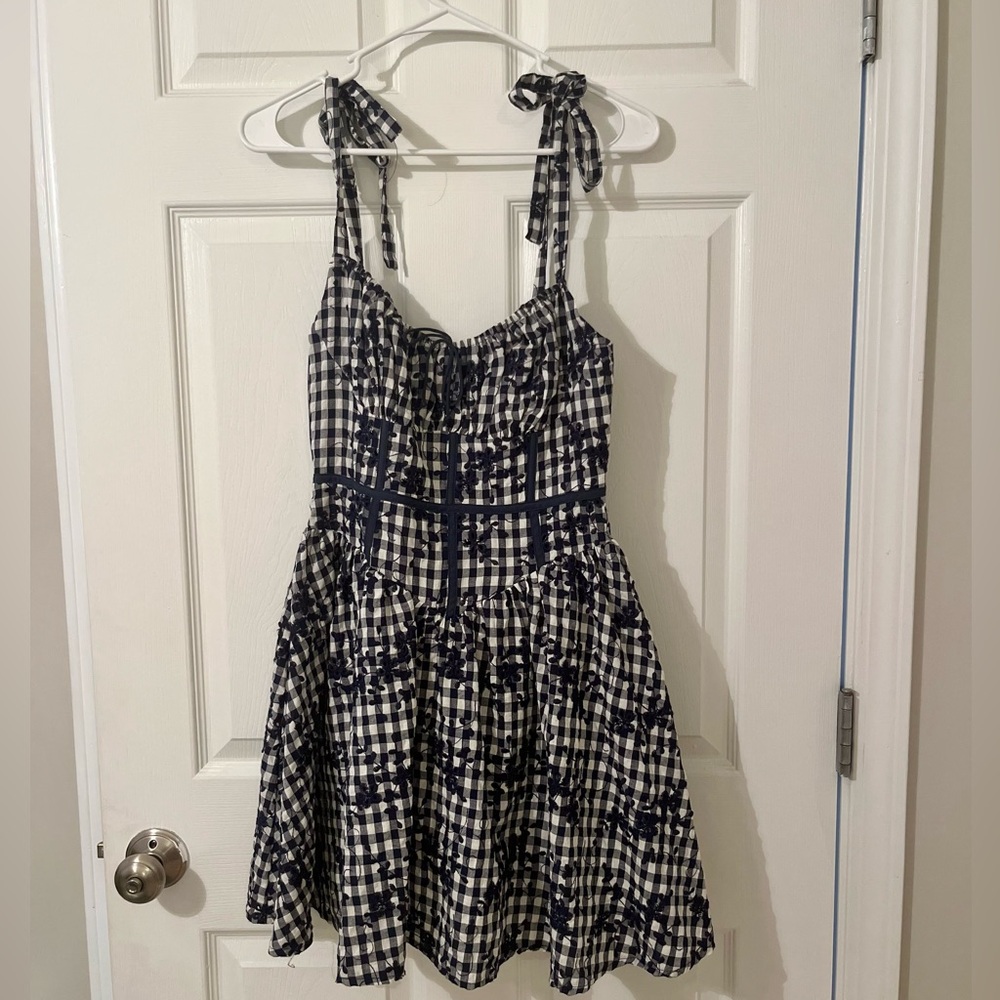 Picnic Plaid Navy and White Dress